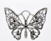 1 Large Beautiful Antique Silver Butterfly Pendant.  For necklaces, bracelet, purse charms, the possibilities are endless.