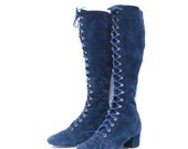 size 6 BOHEMIAN navy blue suede 60s GOGO GLADIATOR lace up knee high boots