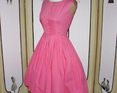 Vintage Late 50's/Early 60's Pink Cotton Sun Dress. Small XS. Complimentary US Priority Shipping Included.