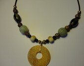 Yellow Round  pendant Necklace-Stone Pendant-Jade Necklace-Accessories