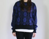 80s black Nordic print sweater / Scandinavian print sweater