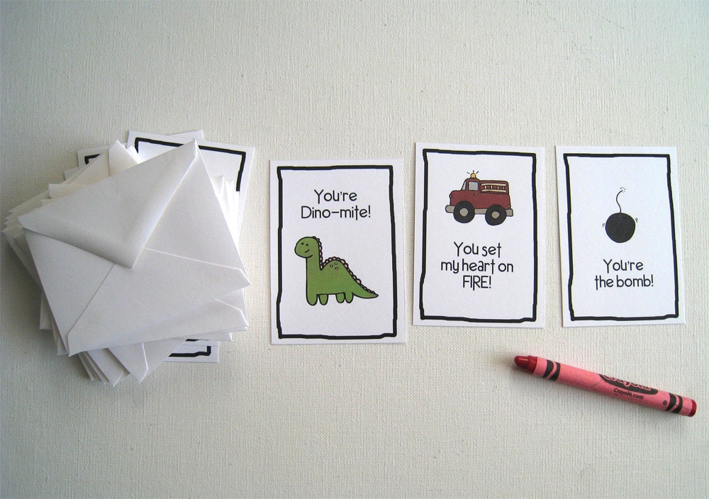 Sweet Valentine Cards - You're the Bomb - Set of 12 - School Style - includes little envelopes