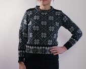 Hunter green Nordic wool sweater / Fairisle ski sweater
