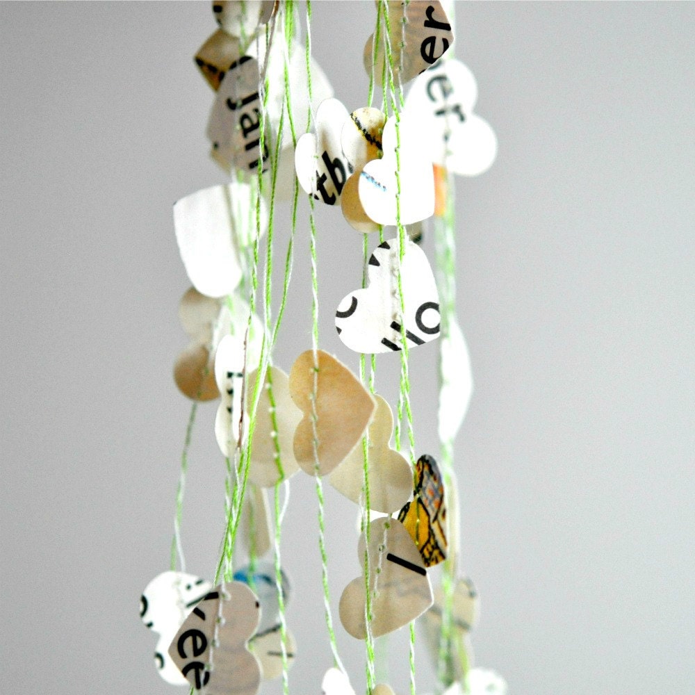 Tiny Hearts Paper Garland Vintage Storybook