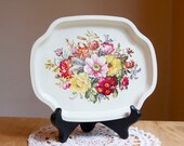 Small Painted Tray, Lots of Flowers, Cottage Chic Decor