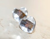 Clear Heart Earrings, Crystals Valentine Gift Under 10
