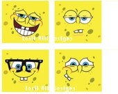 Spongebob Tags, Labels, Cupcake Toppers DIY or Printed and Shipped