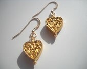 Intricate Gold Heart Earrings - Vermeil and Gold Filled