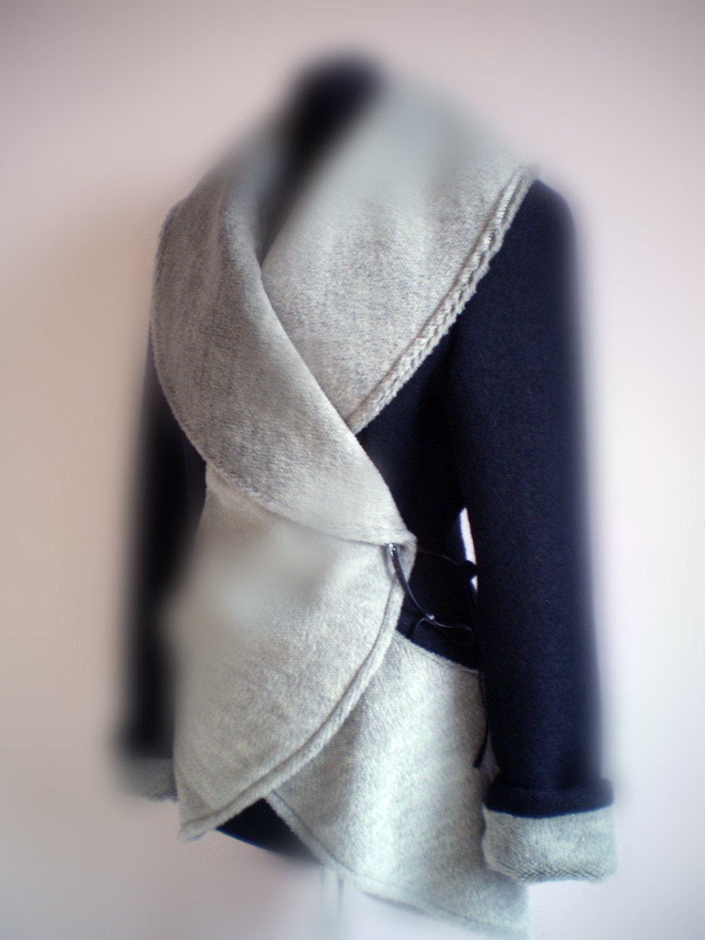 Wool jacket/coat-black and gray