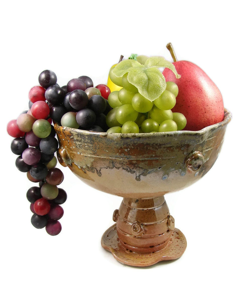 Ceramic Fruit Bowl w. Pedestal Foot / Wheel Thrown Stoneware Pottery / Made in Penland