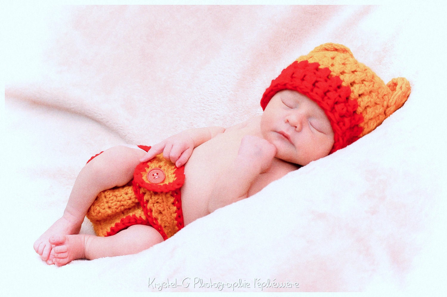 Sweet Baby Pooh Bear Hat With Matching Diaper Cover Photography Prop