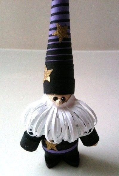 Wizard Ornament Paper Quilled - Purple and Black