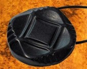 Hair Accessory Ponytail Holder - Vintage Button Carved Black Diamond, Singlet