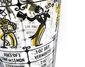 Vintage Drink Recipe Measurements Federal Barware Cocktail Mixer - Black & Yellow - Glass Martini Shaker, Bacardi, Daiquiri, Manhattan, etc