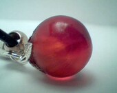 Genuine rare red beach sea glass marble pendant handmade necklace