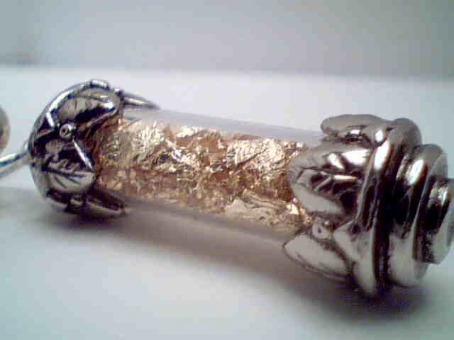 Genuine Gold flake filled jewelry vials handmade necklace