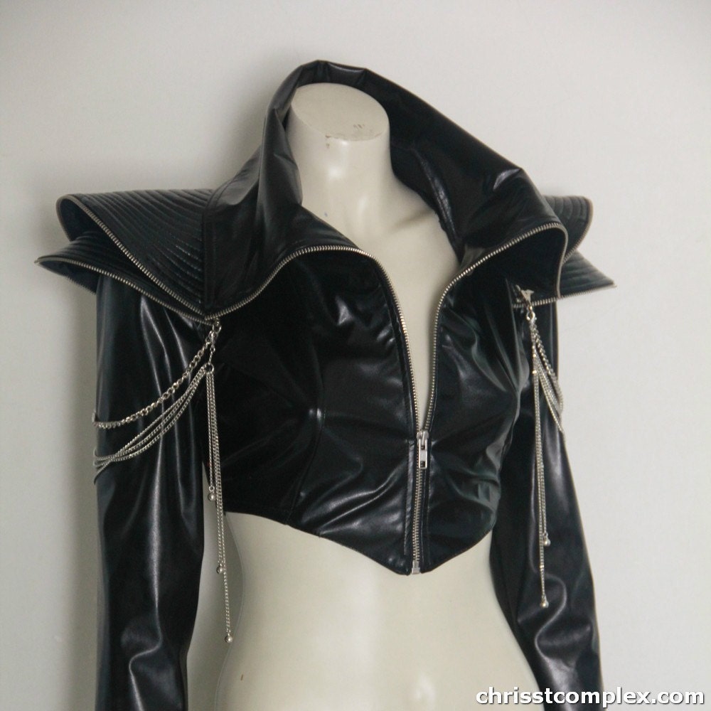 Custom Jacket Chains Leather ette  Zipper Fashion Jacket Lady Gaga. Sexy, Edgy and Extremely Chrisst
