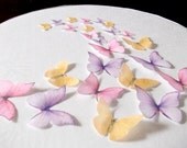 50 Edible Butterflies - 50 Purple, Pink and Yellow  - Cake Toppers - Cupcake Decorations - Butterfly Cake