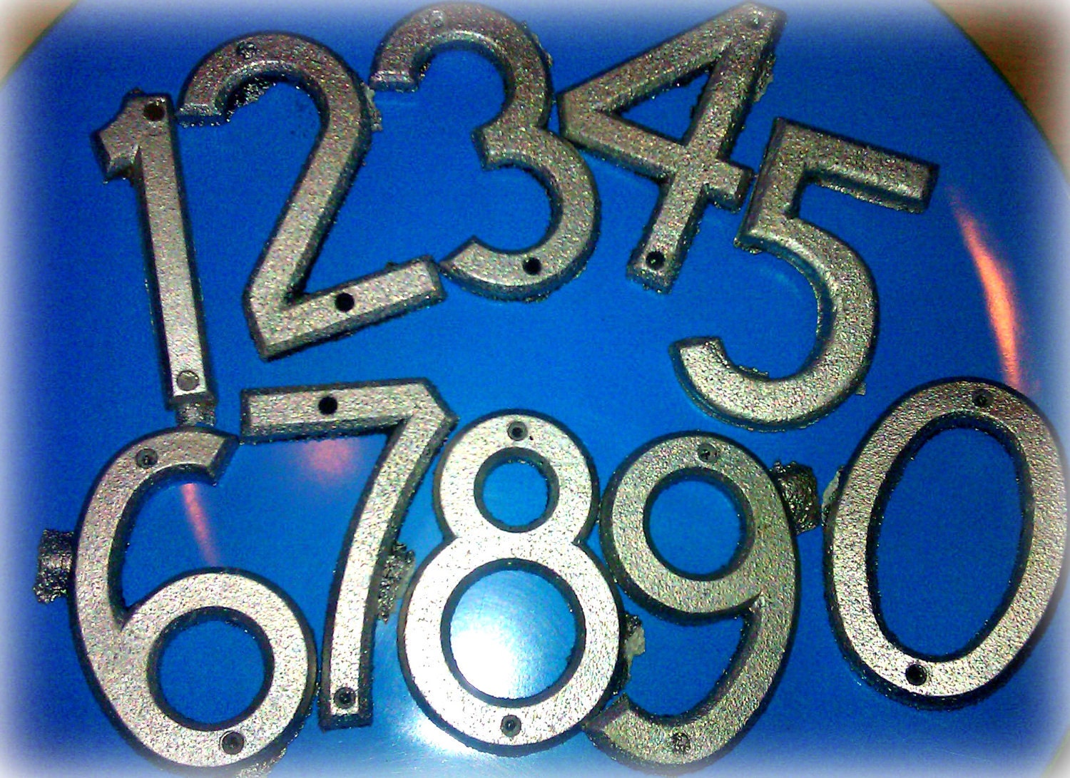 10 pc Industrial Numerals Aluminum Cast like House Numbers 3 inch size nice