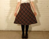SWEET SCHOOL GIRL Skirt - early 70s Plaid Wool - small