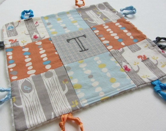 Baby Boy  Lovey with Custom Hand Embroidery and Knotties by Dolce Dreams