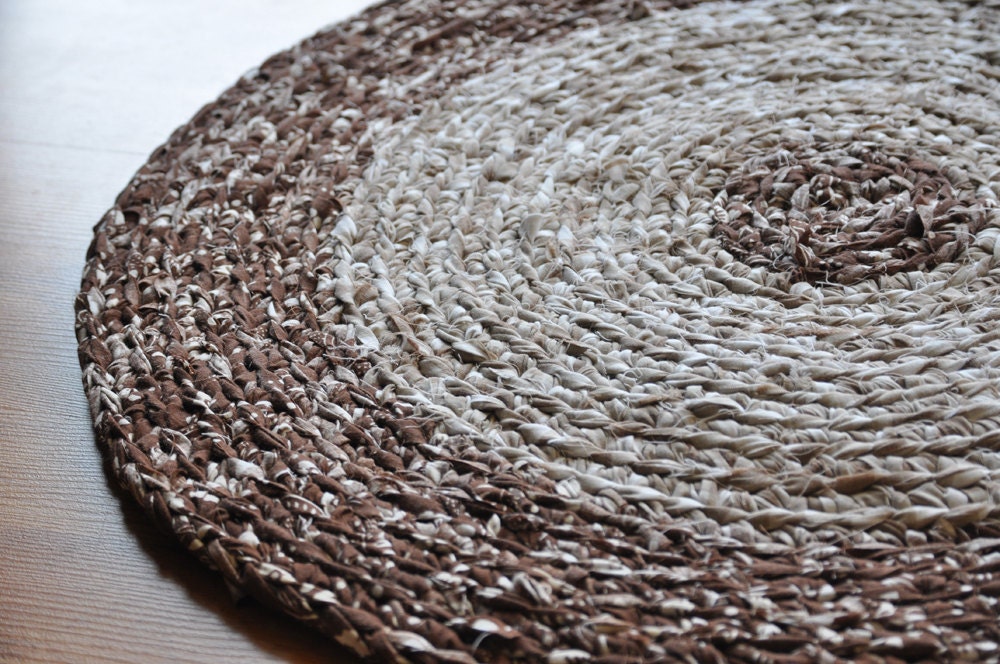Crochet Area Rug - Brown and White Flecks
