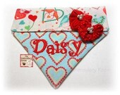 Valentine Dog Bandana  - Smitten Love Birds - Sizes xs,sm or med