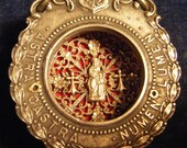 Reliquary necklace ex voto case locket madonna ornate filigree sterling religious mini shrine rosary cross antique assemblage