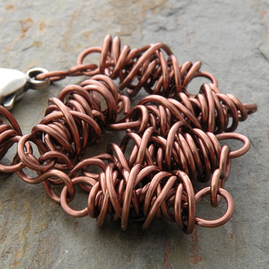Copper Bracelet, Twisties, Wire Wrapped, Antique Copper Wire