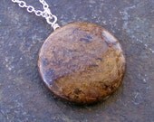 Bronzite Pendant Necklace with silver chain