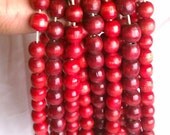 12 Strands of Red Wood Round Bead 1/2 Half Inch FREE SHIPPING