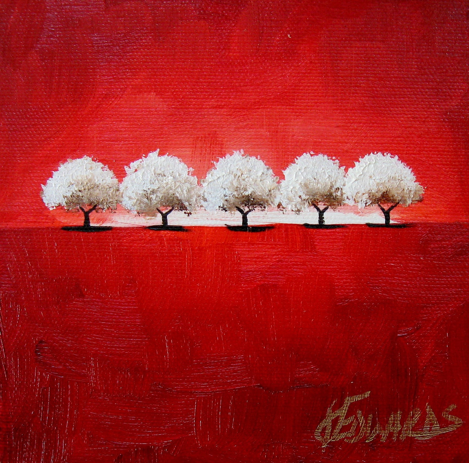 Quadrille, a mini original oil painting by Jo Edwards