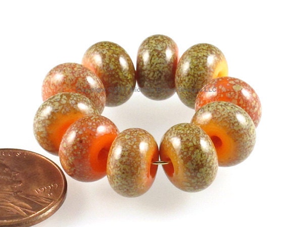 Lampwork Glass Beads sra Zesty Tangerine SPACER SHOP
