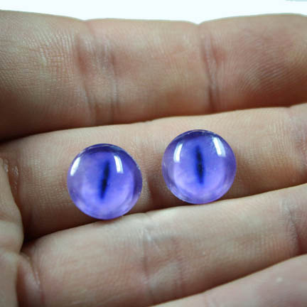 12mm Violet Glass Siamese Cat Eyes Handmade Glass Taxidermy Cabochon Pullip Doll Eyes Chips