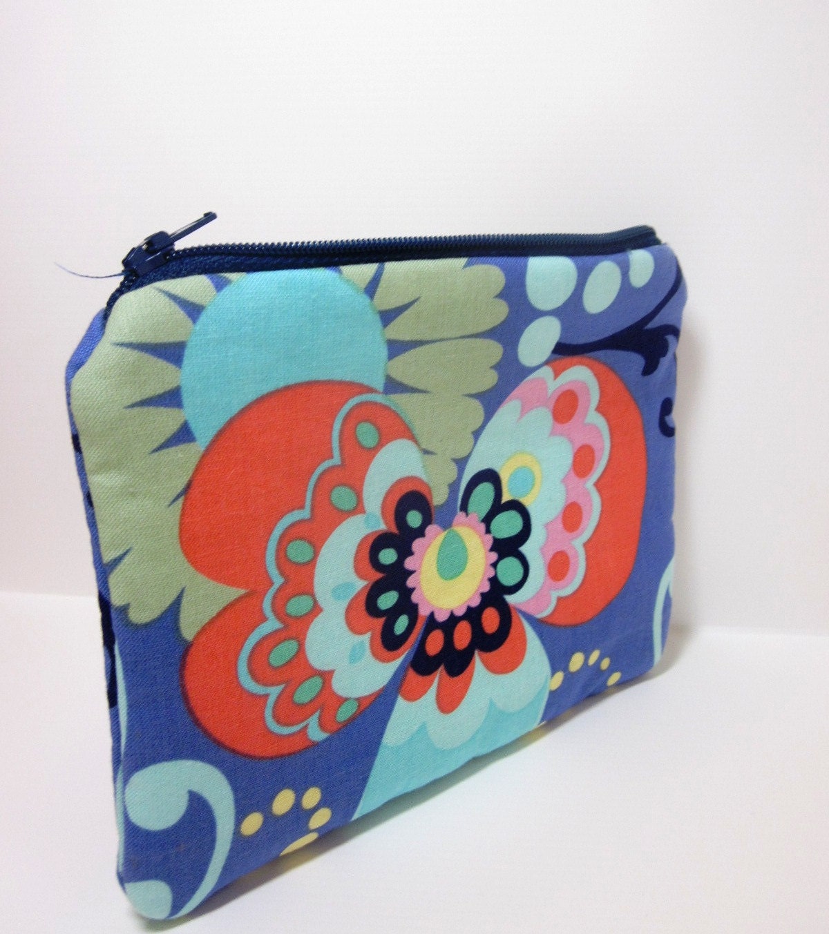 Small Cotton Zipper Pouch - Bold Floral Print