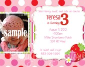 STRAWBERRY party invitation - YOU PRINT - with or without photo