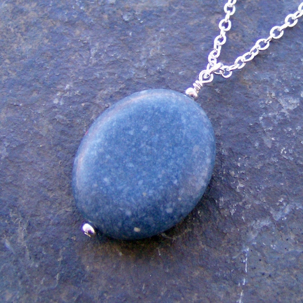 Blue Coral Pendant Necklace with silver chain