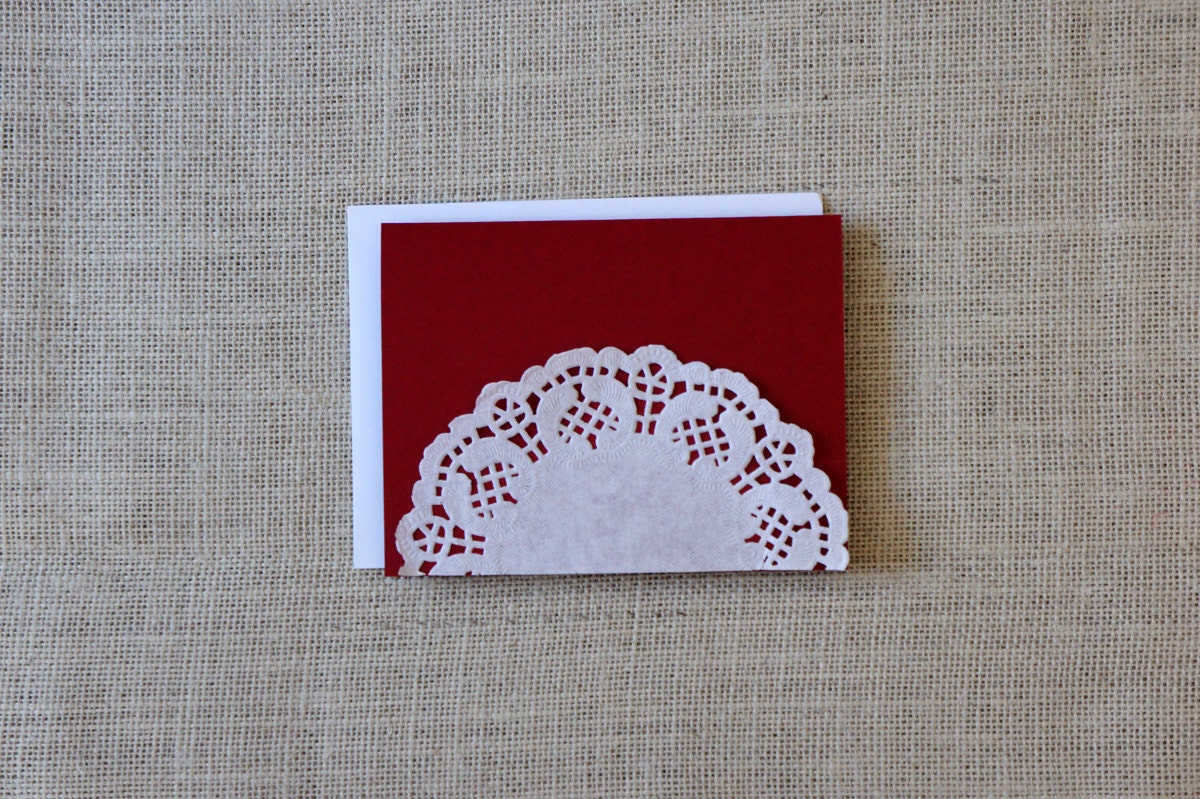 Red Doily Folded Note Cards