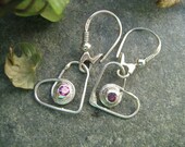 Sterling Silver Earrings SALE 50% OFF Sweet Hearts with garnet