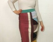 Womens Colorful Patchwork Quilted Color Block Skirt with Stacker Squares in Large by Nicoles Threads