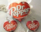 Dr. Pepper Soda Can Necklace Soda Can Earrings Eco Jewelry Graduation gift Upcylced