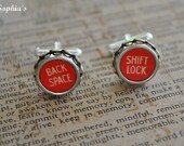 Vintage Typewriter Key Cufflinks - Retro Red Keys