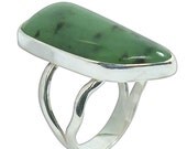 Jade Ring set in Sterling Silver, Size 10  r10jdeh1966