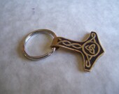 Thor's Hammer etched brass keychain