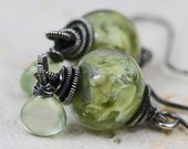 Prehnite & Glass Earrings  - The Suki