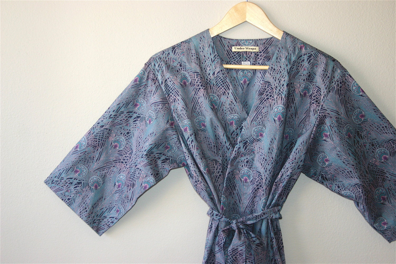 Plus Size Womens Robe. Dressing Gown. Wrap. Knee Length. Regent Peacock.
