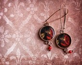 20% OFF Sale Vintage Inspired Jewelry Photo Earrings - Hint of a Rose - original fine art photo - red rose