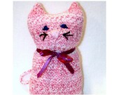 Kitty Pillow Toy, Cuddly Comfort for Baby, Hand Knit, Perfect Baby Present, Great Accent Pillow for Cat Lovers, Ready to Ship