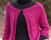 Neon Pink Azalea Cotton Knit Cardigan Sweater Jacket (Size Small)