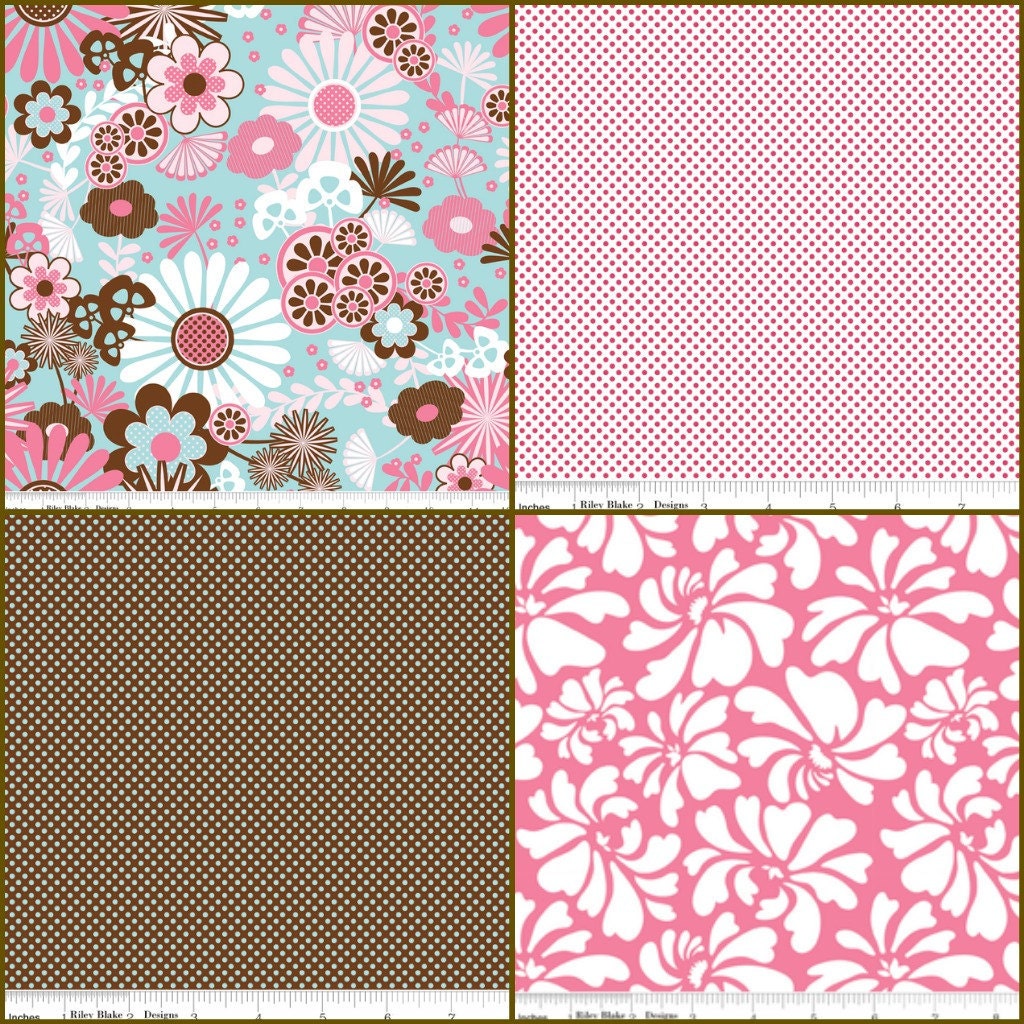 Dainty Blossoms Fabric by Carina Gardner Designer Fabric 1/2 yard of each, 2 yards, Sale